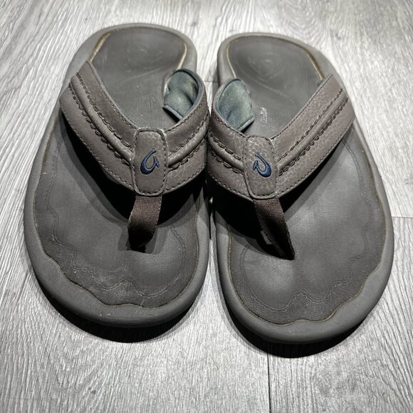 OluKai Hokua Sandals Mens Size 9 Shoes Slip On Thong Flip Flop Beach Dark Brown main image 5